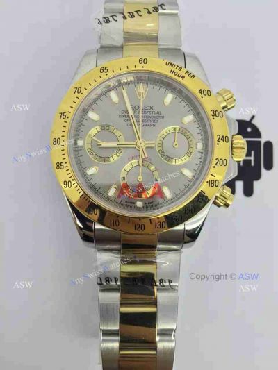 Swiss Grade AAA Replica Rolex Daytona Valjoux 7750 Watch 2-Tone Gray Dial